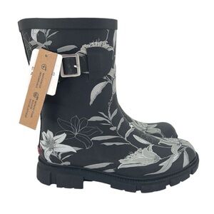 💦 Chooka Black Floral Rain Boots